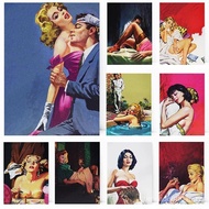 Vintage Pin-up Sexy Girl Retro Men and Women Love Poster Print Wall Art Pictures Canvas Painting Liv