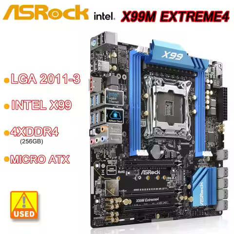 ASRock X99M EXTREME4 X99 Motherboard LGA 2011-3 DDR4 3000+(OC) 256GB support E5-2670 v3 2695 4620 26