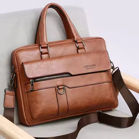 Men's Briefcase Fashion Handbags For Man Sacoche Homme High Quality New Brand PU Leather Shoulder Me