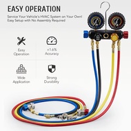 Refrigerant Pressure Gauge 4-Way Dual-Value Manifold Gauge Conditioning Cooling Tool for R22/R134a/R