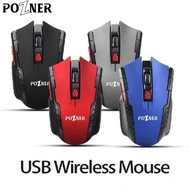 Mouse GAMING WIRELESS POZNER MOUSE 6D USB 2,4hz - Hitam, Optical Mouse