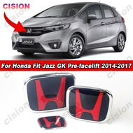 1Pc Glossy Black Red 3D Acrylic Emblem Front Rear Grille Bumper Steering Wheel Logo Frame Panel Cove