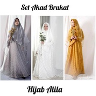 GAMIS SET AKAD BRUKAT BY HIJAB ALILA Baju Gaun Pengantin Syari Gamis