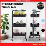🔥READY STOCK🔥3 Tier Multifunction Trolley Storage ABS Racks Office Shelves Book Shelving Toys Storage
