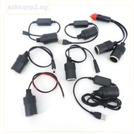 12v DC dual car Lighter male female to DC 5.5x2.1 USB type c male female 5v connector Lighter socket