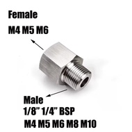 BSP 1/8” 1/4” Male to Metric M4 M5 M6 M8 M10 Female Reducer Bushing 304 Stainless Steel Pressure Gau