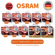 1Set 2Pcs Osram Night Breaker Laser +150% Brighter Bulb - H1 H3 H4 H7 H8 H11 HB3 HB4 9005 9006 200 H4 H7