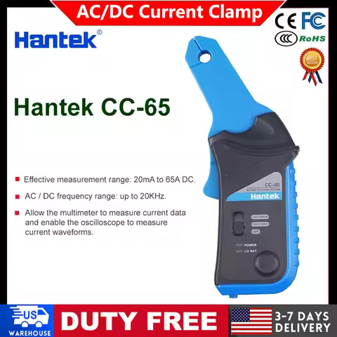 Hantek CC-65 AC/DC Current Clamp Meter for Digital Multimeter Oscilloscope 20KHz Bandwidth 1mV/10mA 