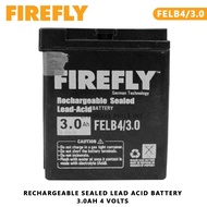 ✇∋▤Rechargeable Battery Sealed Lead Acid Battery 3.0Ah 4V Maintenance-Free FIREFLY FELB4/3.0