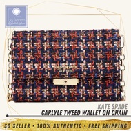 [SG SELLER] Kate Spade KS Carlyle Tweed Fabric Wallet on Chain Orange Multi Fabric Wallet