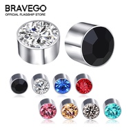 Bravego 1 Pair Women Colored Diamond Magnetic Earrings Men Titanium Steel Non Piercing Clip On Earri