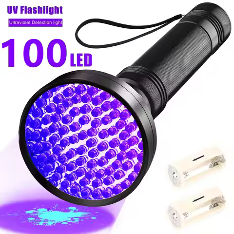100LED 395nm UV Flashlight High Power Ultraviolet Torch Money Ore Pet Stains Invisible ink Scorpion 