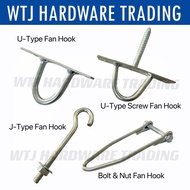 Fan Hook c/w Bolt & Nut/ U Shape / J Hook Ceiling Fan Hook (Untuk Ikat Kayu/Ceiling Mount Fan Hook K