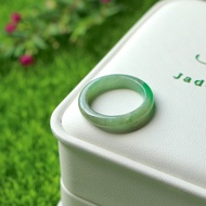 Green Jade Ring Plain Shape Glass Material Size: 53-54mm.