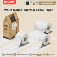 NIIMBOT B21/B31/B1 White Round Label Paper - White Round Food/Cake/Baking Stickers