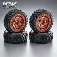 4Pcs 69mm Chocolate Tread Rubber Tires & Rims for 1/18 2S Arrma Typhon Grom RC Buggy Replacement Par