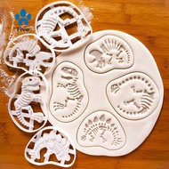 4Piece Dinosaur Cookie Fossil Cookie Cutter Dinosaur Bone Fossil Mold White Plastic for Baking Enthu