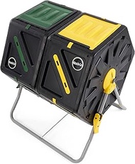 Miracle-GRO Dual Chamber Compost Tumbler – Easy-Turn, Heavy-Duty Outdoor Bin Composter with 2 Slidin