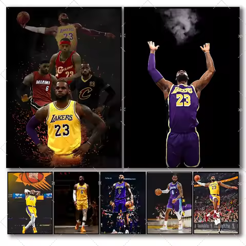 1PC L-LeBron J-James Poster Self-adhesive Art Waterproof Paper Sticker Coffee House Bar Room Wall De