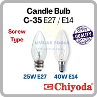 [Chiyoda] C-35 Incandescent Lamp 25W E27, 40W E14/ Candle Bulb/ Torpedo Lamp/ Bulb Kuning /Lampu Kun