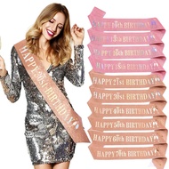 Happy 10th 13th 16th 21st 30th 40th 50th 60th Birthday Glitter Sash For Girls Women Birthday Parties