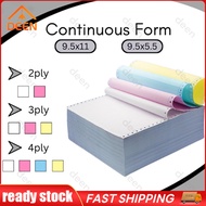 2ply 3ply 4ply Carbonless Continuous Computer Form 9.5X11inches | 9.5 x 5.5 inches Colored DN