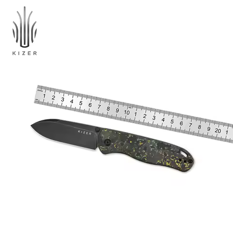Kizer Survival Knife Drop Bear Ki3619A1/Ki3619A2 New Fatcarbon Handle with Elmax/20CV Steel Blade Ou