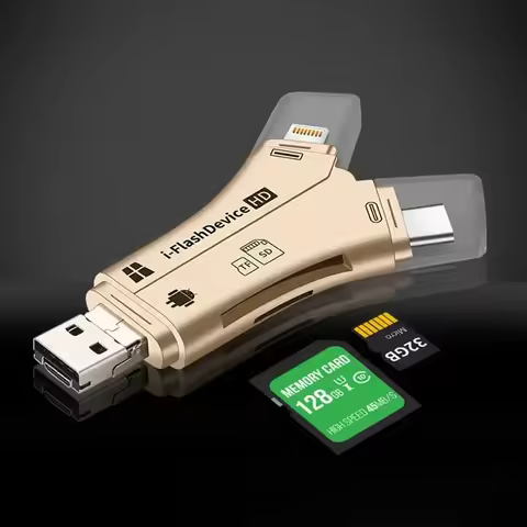 4 In 1 Multifunctional Memory Card Reader 2.0USB IF/SD Card Type-C Micro USB Ligting SIM Card Reader