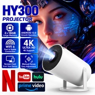 HY300 1080P Anroid 13.0 Portable Projector Built-in APPS Wifi 6 and Bluetooth 5.2 Movie Projector fo
