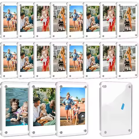 Acrylic Magnetic Picture Frame 20 Pack 2.36x3.54 Inches Mini Polaroid Fridge Magnet Frames, Double S