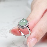 冰綠翡翠蛋面戒指 925銀 | 天然A貨翡翠 | 送禮