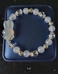 🐇Christmas Gift Idea-Super Cute Customised Authentic Natural Lychee Agate Big Bunny Charm Bracelet