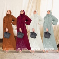 Abaya Robe Jubah Muslimah Moden Pleated Ironless Jubah Long Dress Raya 2024 Jubah muslimah dress Lace Premium Abaya Dubai