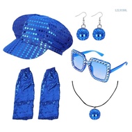 【CH】 50s 60s 70s 80s Women Hippie Costume Set Disco Outfit Halloween Cosplay Props