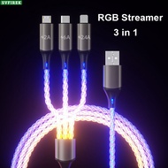 3 in 1 Super Fast Charging Cable 6A RGB Illusion Streamer USB Cable Gradient Colorful Streamer 100W 