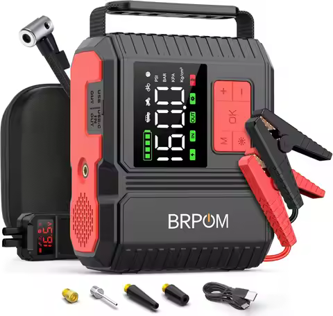 9000A Peak Jump Starter with Air Compressor, 26800mAh Portable Battery Booster for Cars, Trucks & Mo