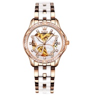 OLEVS 6622 Fashion Automatic Mechanical Watch For Women Ceramic Band Waterproof Women Wristwatch