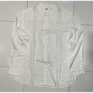 KEMEJA Preloved Uniqlo Shirt White Rayon Blouse XL