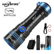 HaixnFire DV36 Diving Flashlight Underwater Waterproof Flashlight XHP70 LED Waterproof Light