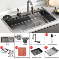 Kitchen sink 304 stainless steel black sink 4MM thickened material kitchen sink advanced household s