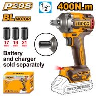 INGCO บล็อกกระแทกไร้สาย 4 หุน 20V Brushless รุ่นใหม่ แรงบิด 400 NM รุ่น CIWLI20401 (เครื่องเปล่า)