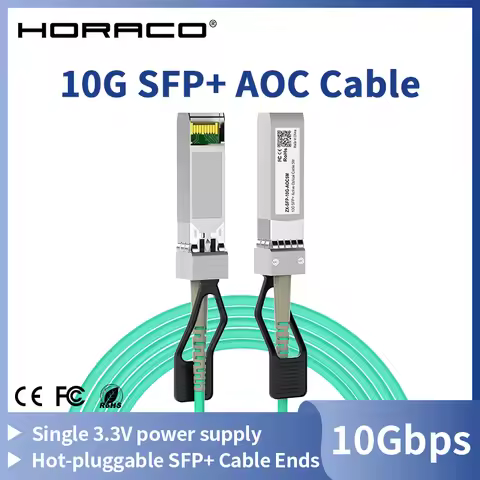 HORACO 10G SFP+ to SFP+ AOC OM3 5M/7M/10M/20M 10Gb Active Optical SFP Cable(AOC) for Cisco,MikroTik,