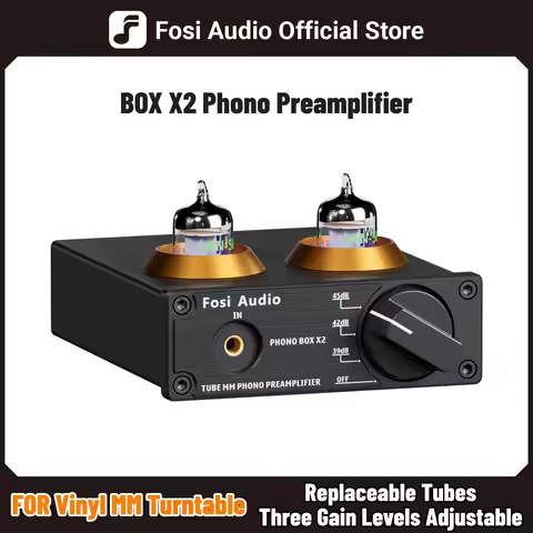 Fosi Audio Phono Preamp for Turntable Phonograph Preamplifier Mini Stereo Audio HiFi 5725W Vacuum Tu
