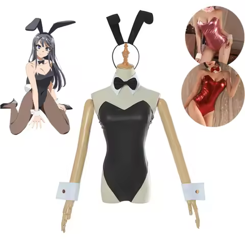 2025 Bunny Girl Cosplay Bodysuit Sakurajima Mai Bunny Girl Senpai Cosplay Costume Jumpsuit Faux Leat