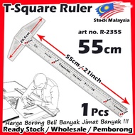 Plastic Metric T Square Ruler ( 50cm-21inch ) Transparent T Square Ruler Pembalis T-Square T-形透明尺