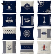 Nautical Shellfish Marine Blue Compass Anchor Pillowcase Cushion Cushion Home Decor Cushion Mediterr