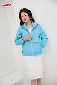 [FREESHIP 0Đ] Áo khoác gió xanh da trời có mũ eo cắt can nẹp bong AGN22X33 Toson