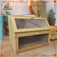[Buymorefun] Bamboo Bread Box Bread Bin Cans Bread Holder Kitchen Canisters Bread Storage Container for Shop Flour Food Tea