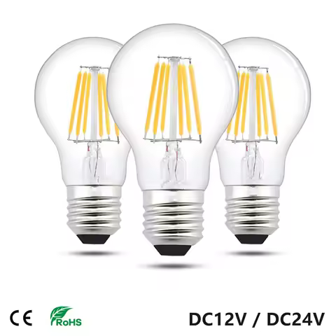 Led Lamp A19 A60 Filament Bulb Low Voltage DC 12V 24V 6 Watt Globe Led Bulb Daylight White 4500K War