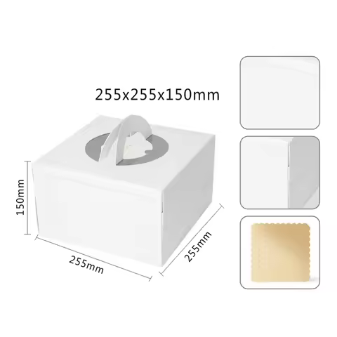 8 Inch White Baking Box European-Style Cake Food Box Hot Pressing Process Birthday Cake Box Children